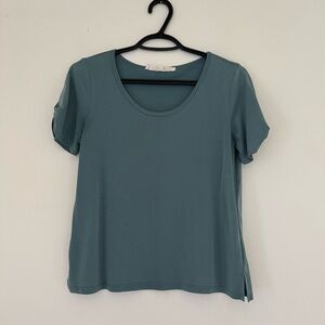 Pink Rose Green Knotted Sleeve Relaxed T-Shirt